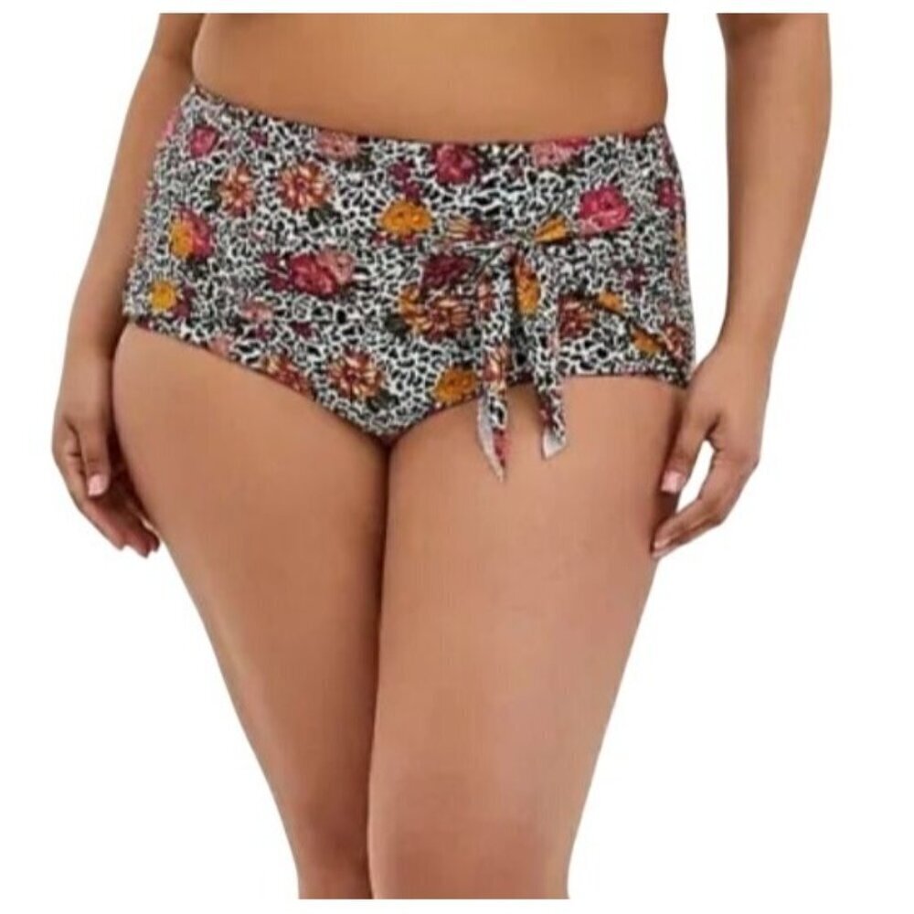 Torrid Swim Women 3X High‎ Waist Leopard Print Floral Tropical Beach Feminine